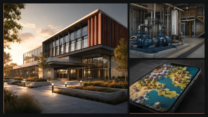 Unity-built applications across AEC visualization, industrial/engineering simulation, and mobile game development