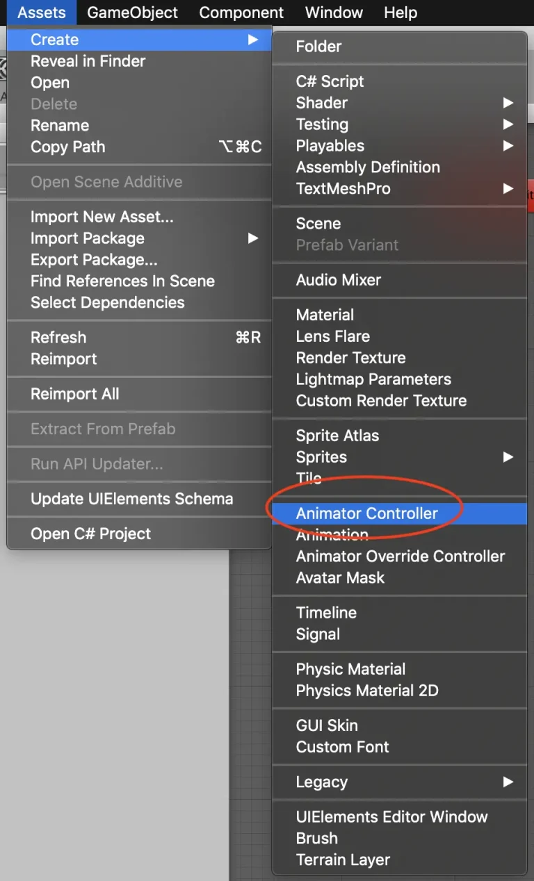 unity-create-animation-controller