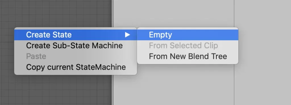 unity-create-empty-animator-state